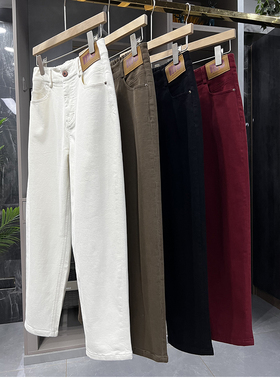 清仓不予退换！M@3苣棒！藏肉显瘦！薄绒松紧腰牛仔老爹裤女99312