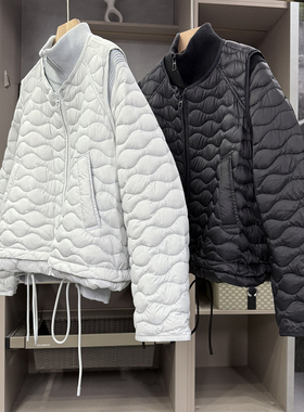 柜款！宽松两件套拼接针织外套+白鸭绒羽绒服马甲女   AYR1215~ZY