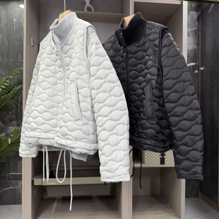 AYR1215 白鸭绒羽绒服马甲女 宽松两件套拼接针织外套 柜款