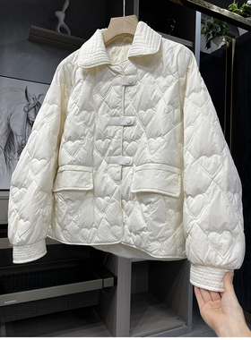 断码清仓！轻暖不臃肿！爱心纹白鸭绒羽绒服短外套女  Y12805