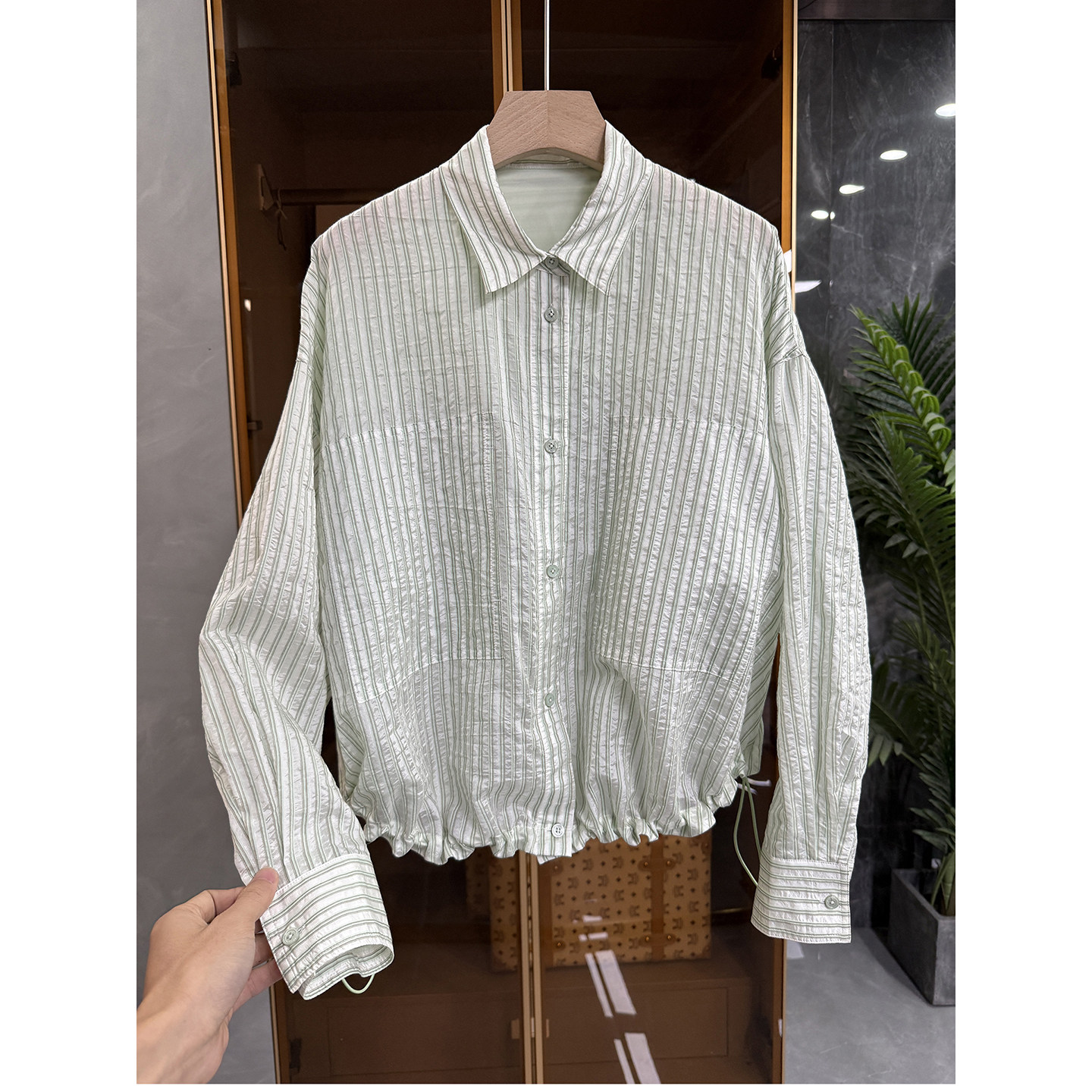 G上4K+！代工厂单！宽松真丝棉条纹翻领衬衫上衣女   735733~JS,女装/女士精品,衬衫,淘宝优惠券,粉丝福利购,淘宝优惠卷