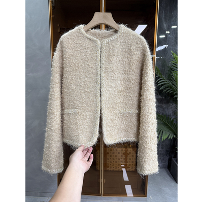 法柜！绵羊毛卷毛呢香风短外套女