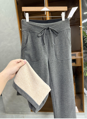 N货！温暖显瘦！真丝山羊绒松紧腰休闲直筒裤女    5002CO~ME