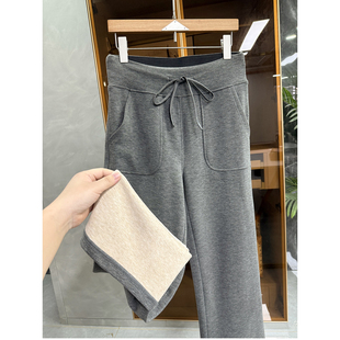 5002CO N货 女 真丝山羊绒松紧腰休闲直筒裤 温暖显瘦