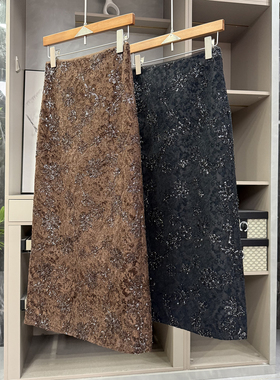 N货！轻松变美！细闪蕾丝包臀后开衩半身裙女      K1001~ZY