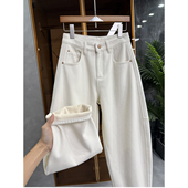 秋冬宝藏单品 M3397551 温暖加绒中高腰牛仔镰刀裤 女