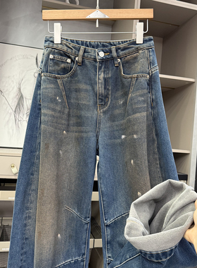 高个子收！jin口料！加绒中高腰脏脏裤镰刀牛仔裤女  60511~ZY