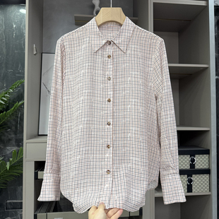 260130001 重磅推荐 上衣女 复古格子真丝双绉衬衫 展会订单
