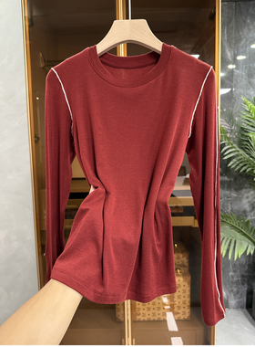 尖叫吧！裸感绵羊毛圆领长袖针织打底衫T恤女    M798636~JS
