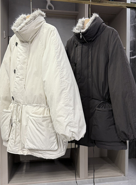 代厂尖货！G上8K+！宽松立领白鸭绒羽绒服外套女   96644~ZY