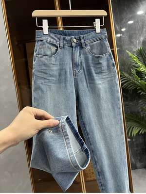 N货！柔软牛仔锥形烟管九分裤