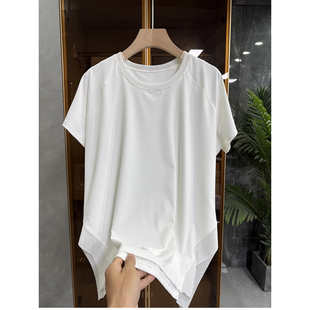033T 会呼吸 速干运动T恤女 宽松下摆开叉圆领短袖 柔软感