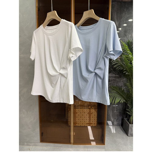 N货！长绒棉扭花圆领短袖T恤