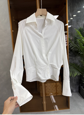 美美美！提升气质款！莱赛尔收腰长袖衬衫上衣女   S861002~JS