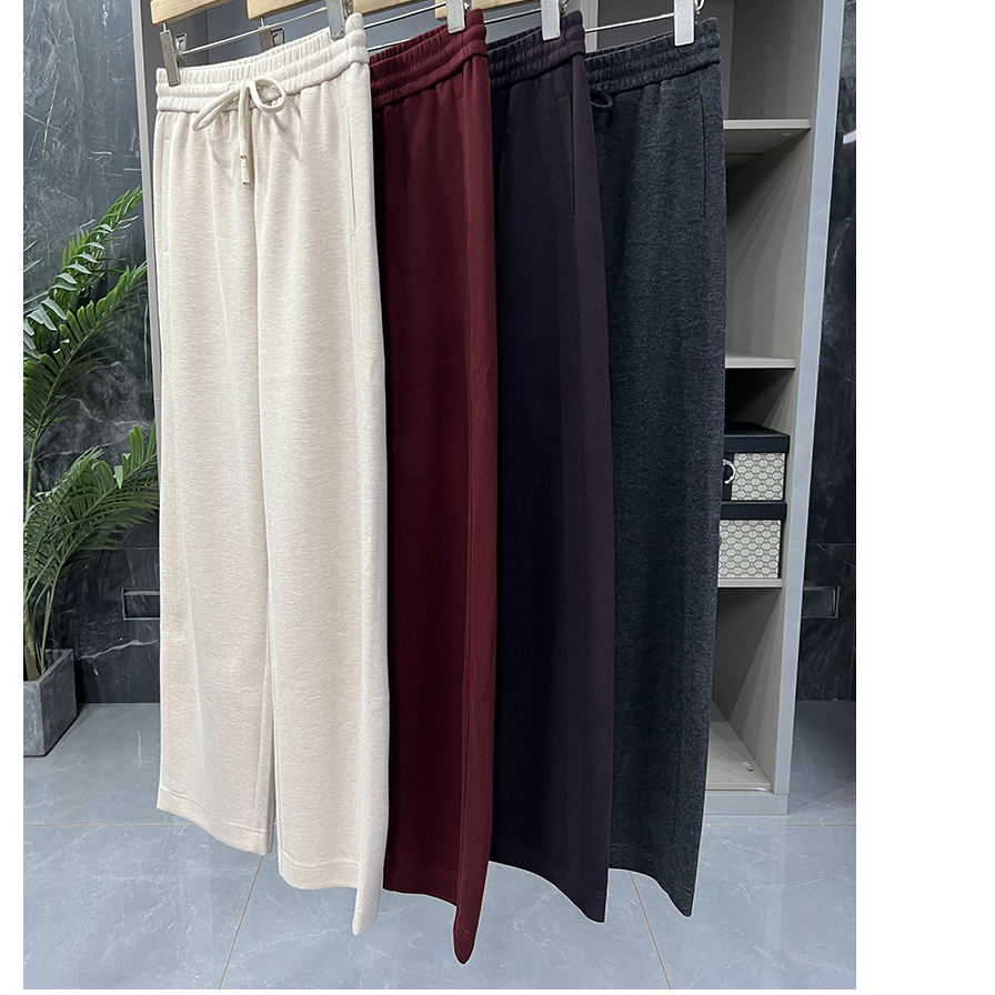 山羊绒真丝松紧腰休闲香蕉裤