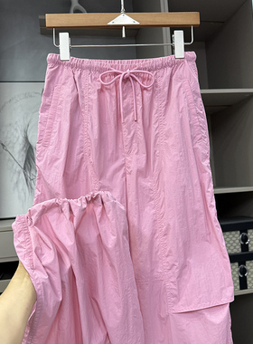 时髦精收！口碑工厂！薄款松紧腰休闲工装直筒裤女   KW0097~ZY