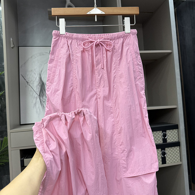 N货！薄款松紧腰休闲工装直筒裤