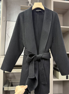 G上7K+yuan单！宽松羊绒羊毛双面呢V领大衣外套女    HM500446~ZY
