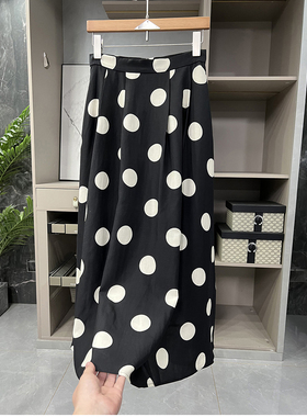 清仓不予退换！优雅气息！天丝麻A型波点大摆半身裙女K629~ME