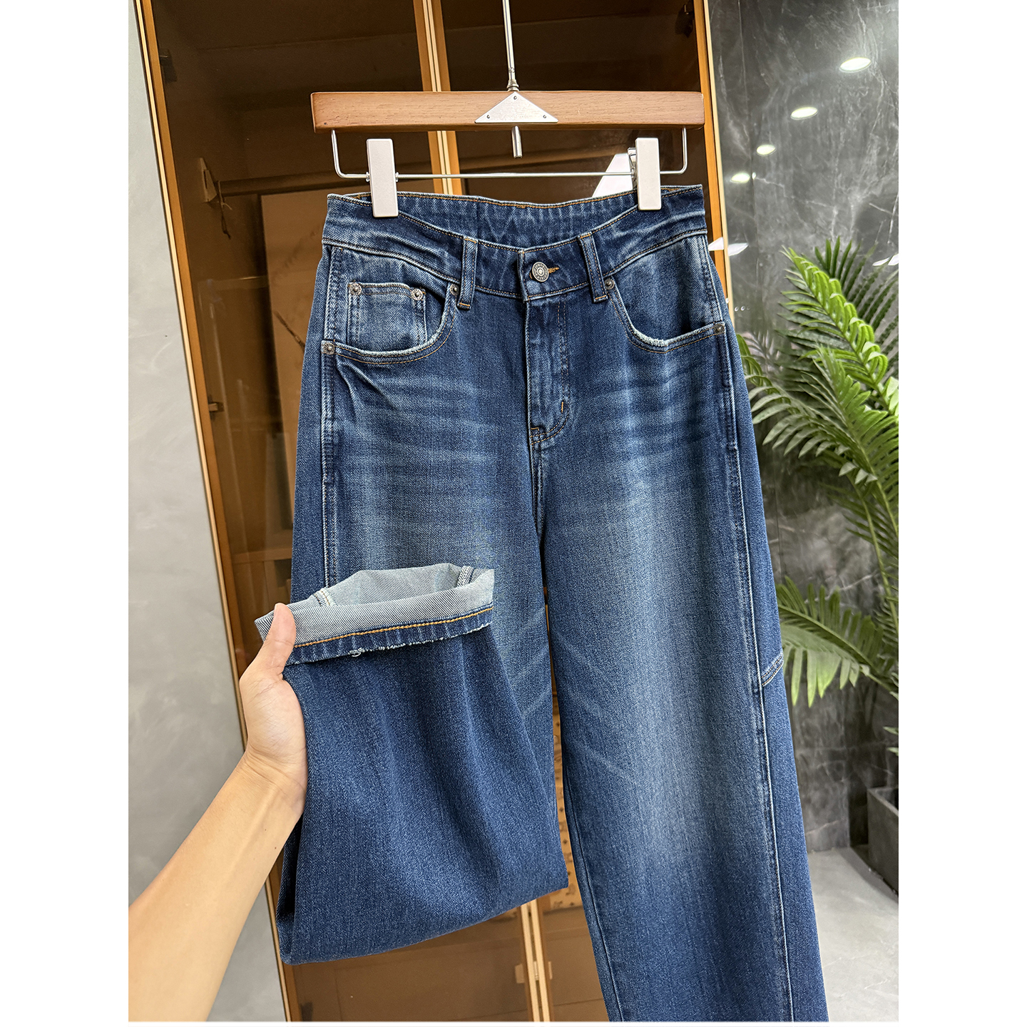 自留推荐！大厂品质！微弹牛仔老爹裤女    66385~JS