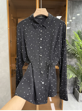 尖货！G上4K+！真丝双乔印花星星长袖衬衫上衣女    735012~JS