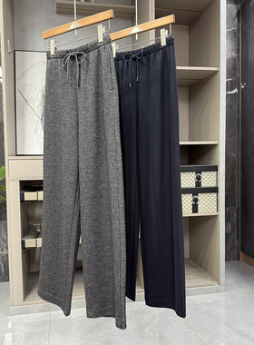 高个子秋冬款！羊毛毛呢松紧腰休闲直筒阔腿裤女    M02341~ZY