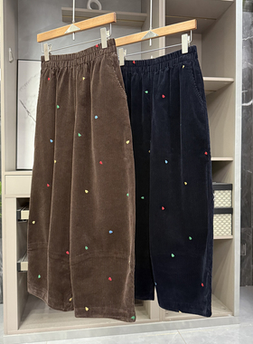 小个子快冲！刺绣灯芯绒上衣休闲阔腿九分裤女    KW0253~ZY