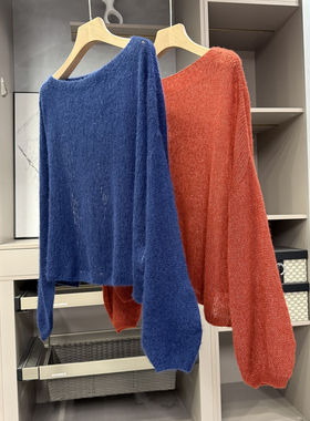 尖货！被云朵包裹着！宽松羊绒一字领长袖针织毛衣女  C2883~ZY