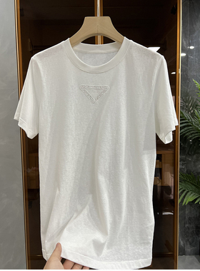 Q货！优质莼棉！净色三角刺绣短袖T恤上衣女   94850~JS