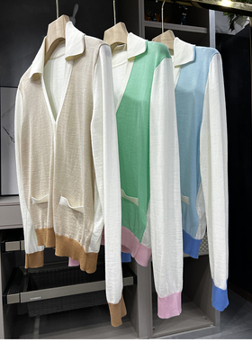 清仓不予退换#4！M@3只有穿过才懂！拼色羊毛长袖针织衫上衣C3129