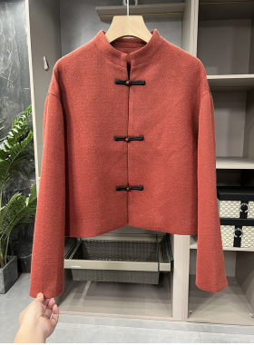 清仓不予退换！中式P牌！绵羊毛立领盘扣短外套女221611