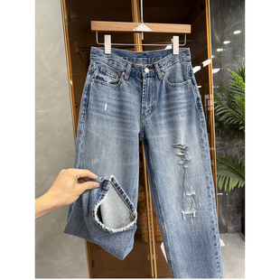 M456988 非常推荐 女 破洞牛仔烟管九分裤 这型谁穿谁夸