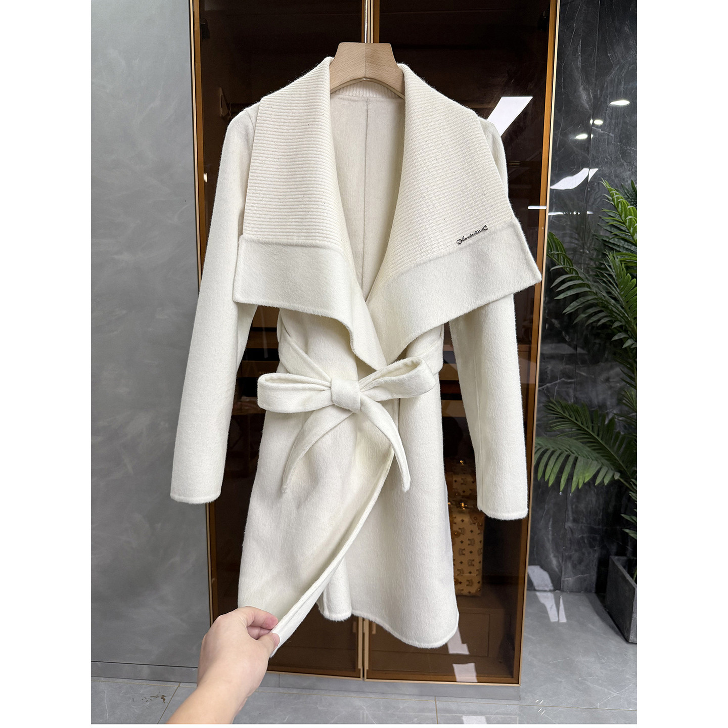 代工厂尖货！拼针织大翻领羊绒羊毛双面呢大衣外套女    R759~ME