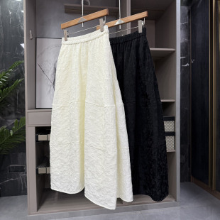 K1185 立体提花松紧腰花苞半身裙女 美得毫不费力 大N货