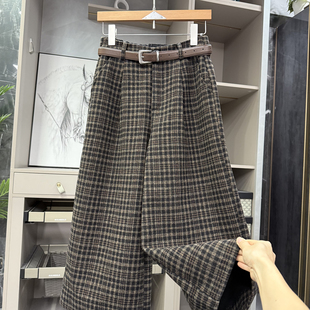 英伦风！秋冬时髦单品！羊毛格子休闲阔腿八分裤女   K85761~ZY