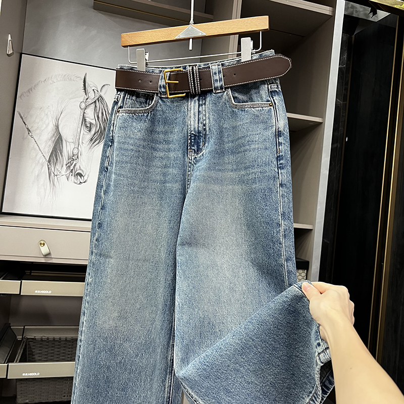 小个子收！工厂外M单！中高腰牛仔直筒九分裤女   KW55003~ZY