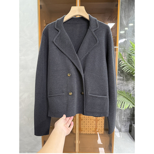 怒推！柜款！羊绒羊毛双排扣翻领针织西装短外套女    C2843~ME