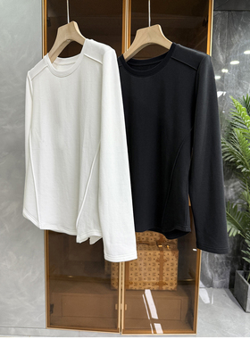 衣橱刚需！秋冬百搭款！薄绒圆领长袖棉T恤女    D24088~ME