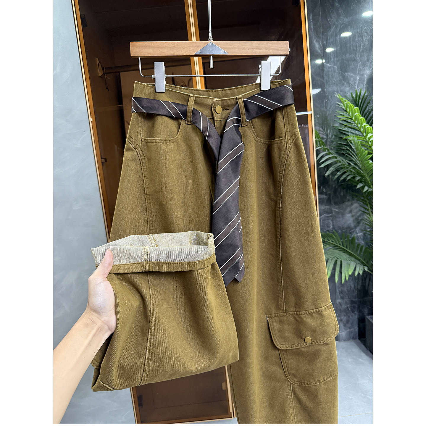 N货！中高腰牛仔工装镰刀裤