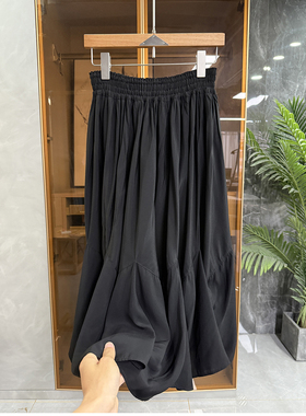 风一吹就心动！P牌款！醋酸松紧腰大摆半身裙女   MZ15365~JS