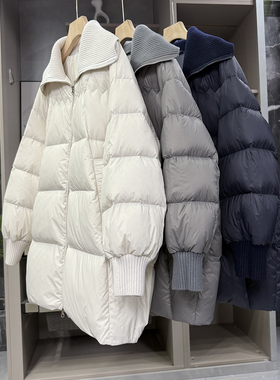 莼尾柜款！御寒宽松针织大翻领鹅绒羽绒服外套女   731070~ZY