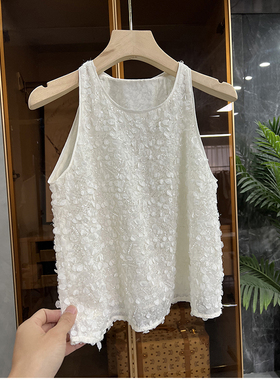 清仓不予退换！料手工钉珠花圆领背心吊带上衣女  C01268~JS