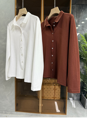 炸裂推荐！wu敌好穿！显瘦翻领长袖棉衬衫上衣女    D2900~ME