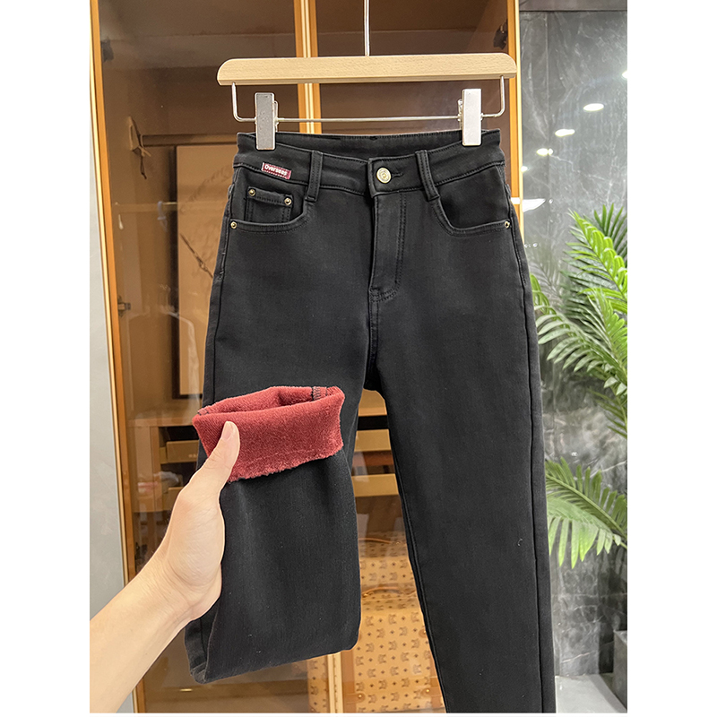 大厂出！微弹加绒牛仔小脚裤