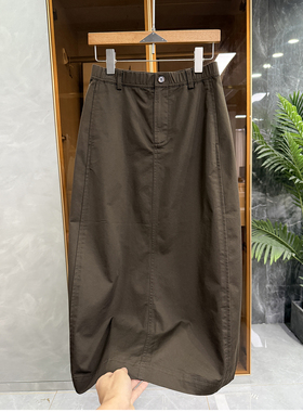 品质货！通勤百搭！松紧腰后开衩休闲半身裙女    56332~JS