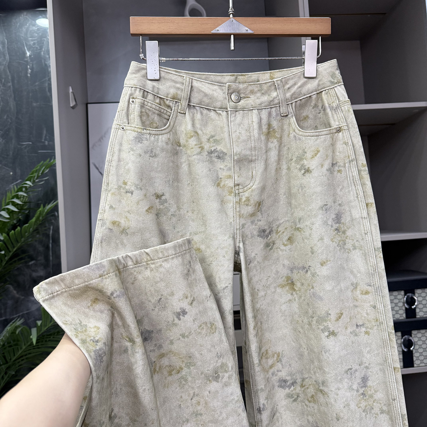 Q货！美到我心巴上了！印花中高腰牛仔阔腿裤女  YT26121~ZY,女装/女士精品,牛仔裤,淘宝优惠券,粉丝福利购,淘宝优惠卷