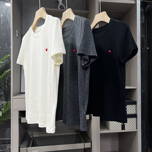 N货！羊毛圆领短袖针织T恤上衣