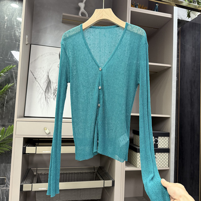清爽吸睛！亚麻V领长袖针织开衫