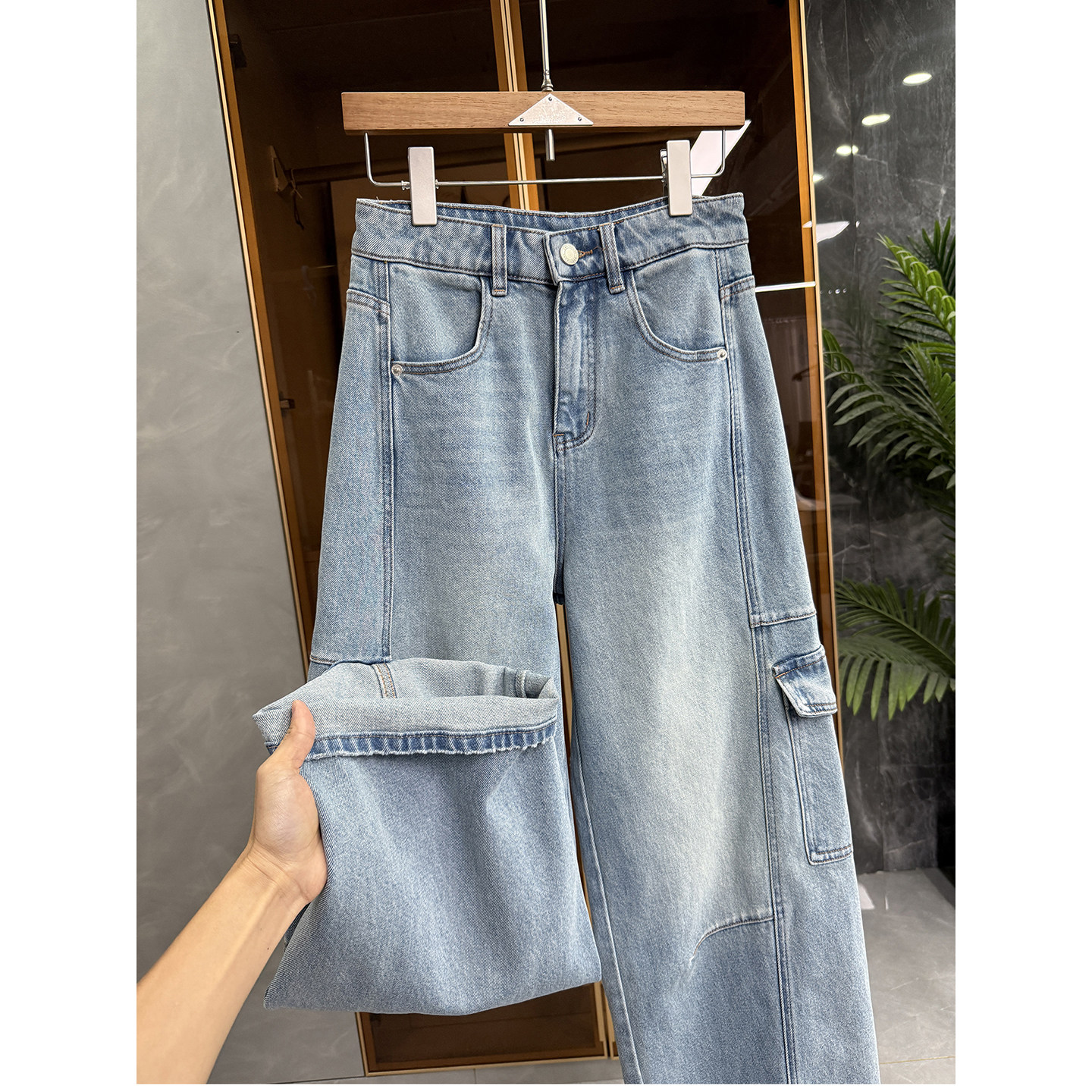 高个子收！口碑大工厂！中高腰工装牛仔阔腿镰刀裤女   96783~JS,女装/女士精品,牛仔裤,淘宝优惠券,粉丝福利购,淘宝优惠卷