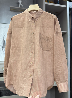 清仓不予退换！松复古条纹真丝棉长袖衬衫上衣女M1946~ZY